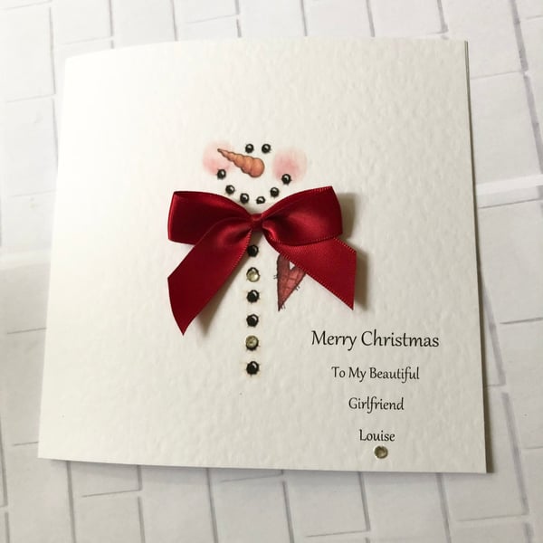 Personalised Snowman Christmas Card Merry Christmas Daughter Son Granddaughter