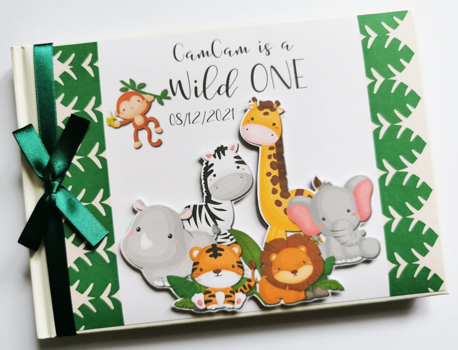 Safari birthday guest book, Wild one birthday guest book, safari birthday gift