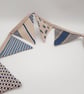 Mini bunting in cream and blue contrasting fabrics.   - Image 8