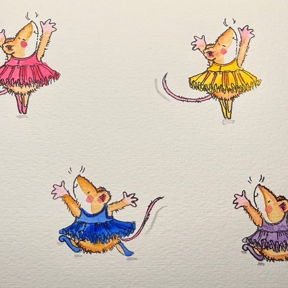 A5 card topper page using Penny Black stamps - Dancing mice