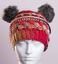 Hat Cute crochet with handmade faux fur pompoms - Image 10