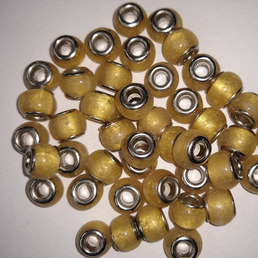 Special Glass Beads Large Hole x 10 Various Colours