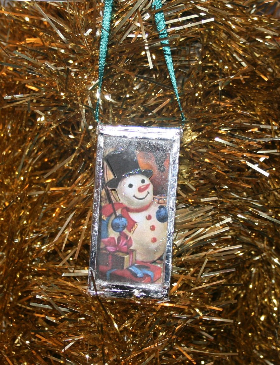 Glass 3D Snowman Christmas tree decoration