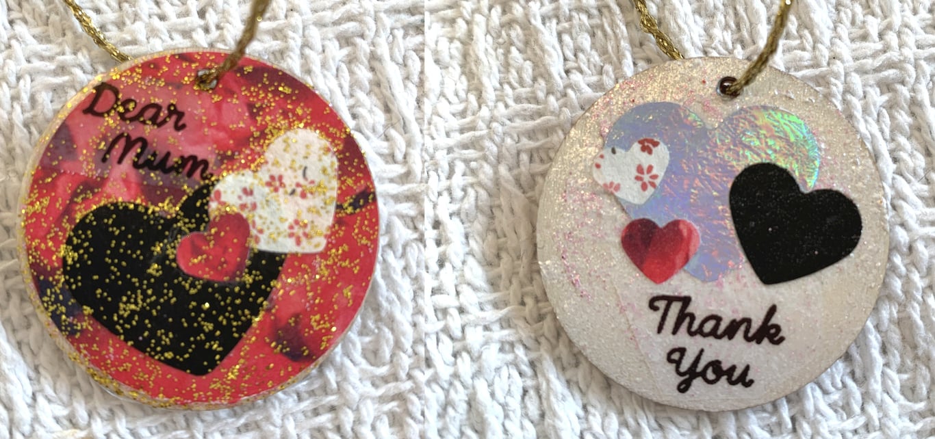 Thank You Dear Mum Hanging Decoration Love Token mini reminder Roses Hearts Love