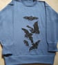 Bat jumper for halloween, goth. Machine washable wool. Made to order.