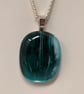 Fused Glass Sea Green and Blue Pendant