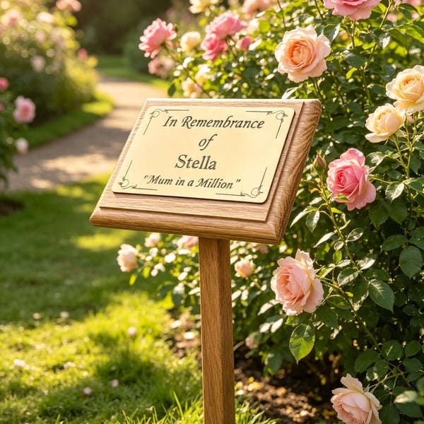 Oak wooden memorial stake plaque Grave marker Cemetery Marker Tree Marker 