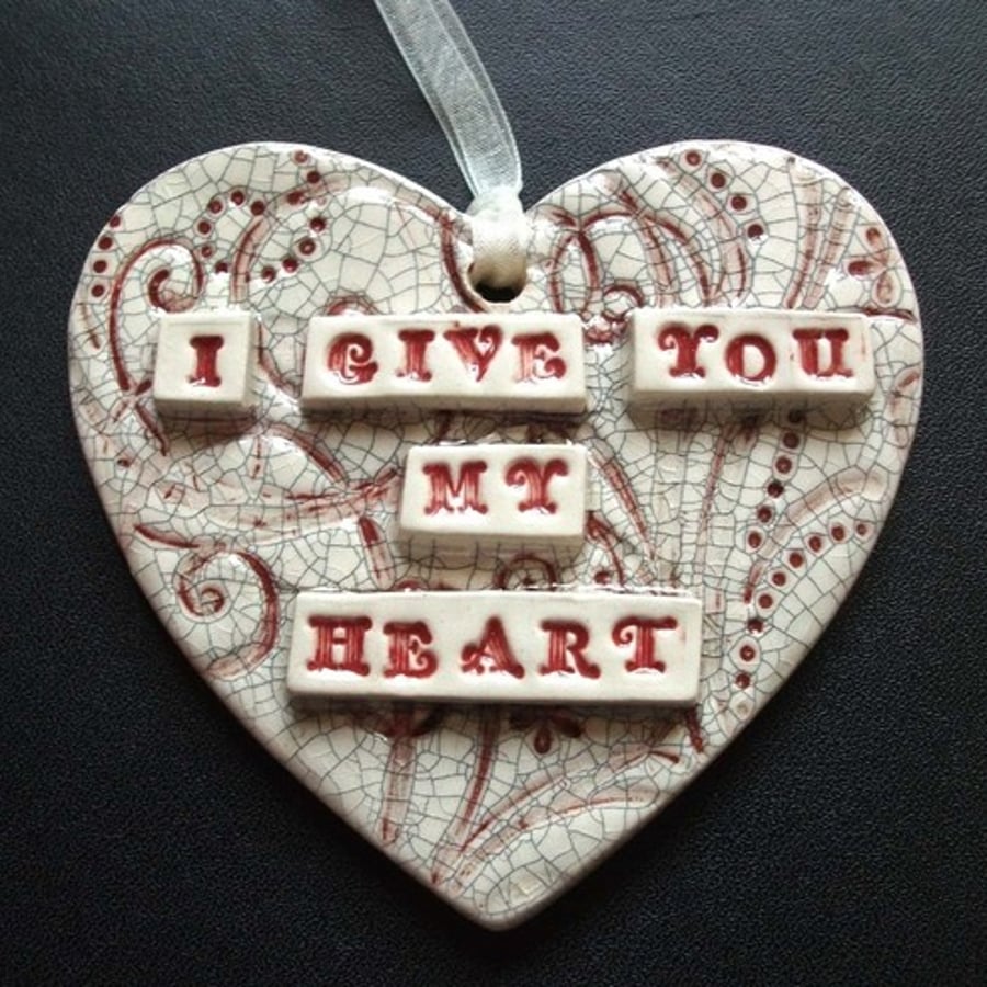 Large ceramic heart decoration
