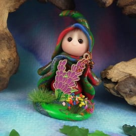 Tiny Magical Meadow Gnome 'Blossie' with flowers OOAK Sculpt