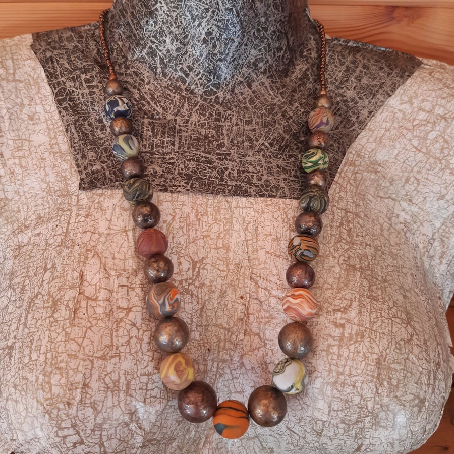 Multicoloured longer length necklace