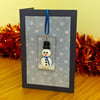 Fused Glass Snowman Hanger Decoration Card