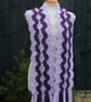 Crochet Stripey Scarf in Lilac and Purple Tweed - Image 5