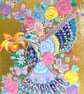 Large Scale Original Art canvas - Hummingbird on Gold 70cm x 50cm - Image 3