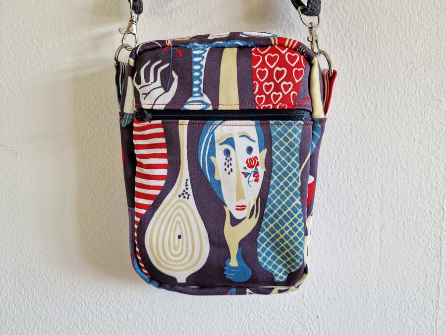 Handmade crossbody bag Stig Linberg "Pottery" fabric