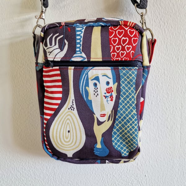 Handmade crossbody bag Stig Linberg "Pottery" fabric