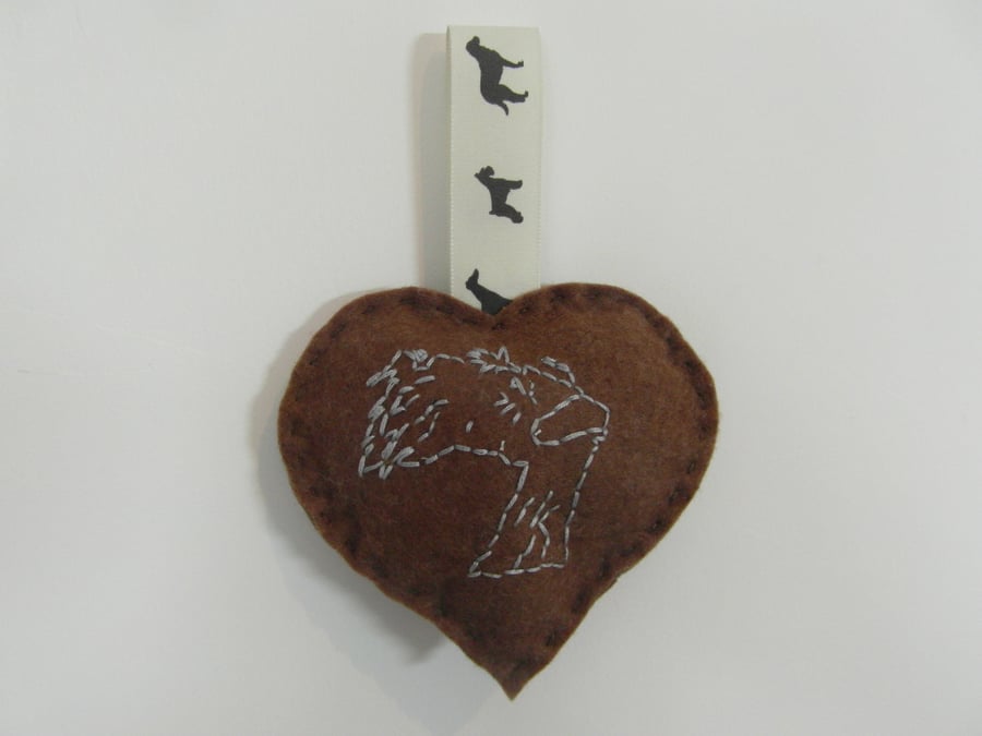 Heart Dog Embroidered Lavender Sachet  