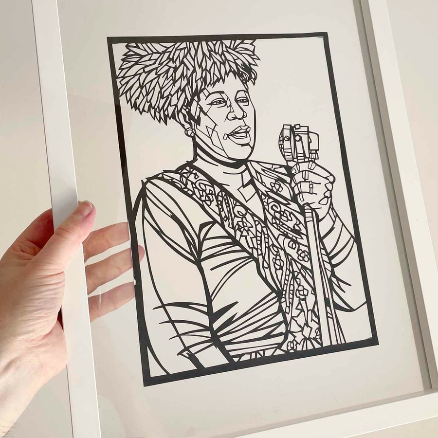 Ella Fitzgerald handcrafted papercut - Available in 2 sizes - cut by hand - Jazz
