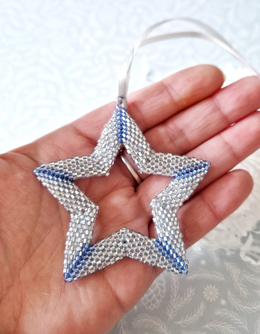 Handmade Blue Star Christmas Decoration