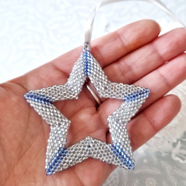 Handmade Blue Star Christmas Decoration