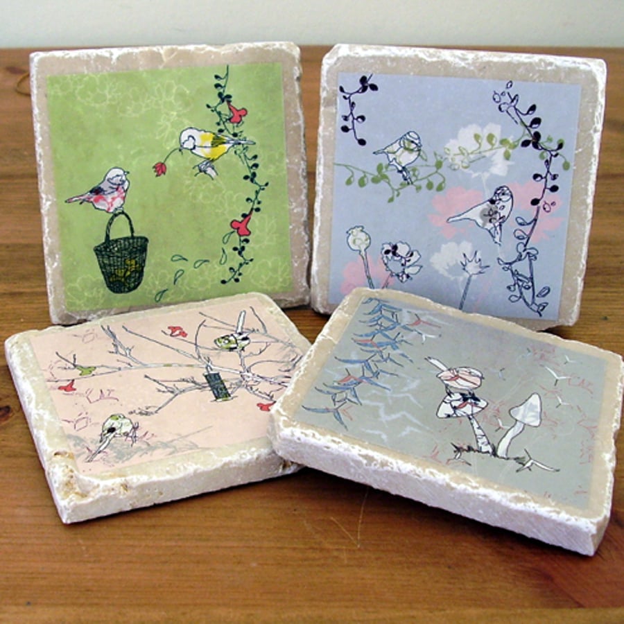 natural stone decorated coasters