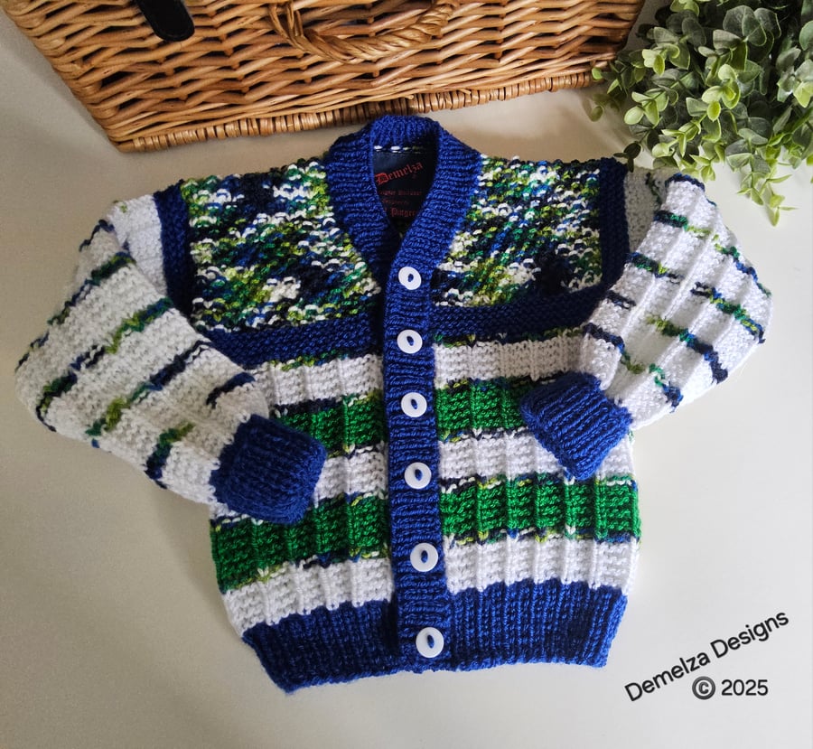 Designer Hand Knitted Designer Toddler Boy's Cardigan Size 2-3 years size
