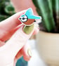 Blue tit wooden pin badge, British bird lover gift, blue tit brooch. - Image 2