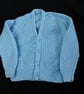 Sale! Hand knitted baby v neck cardigan knitted in blue 24 inch chest - Image 1