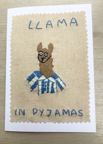Llama in pyjamas card.