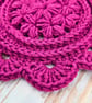 Daisy Crochet Coasters - Set Of 2 Handmade Coasters In Currant - Plum - Image 8