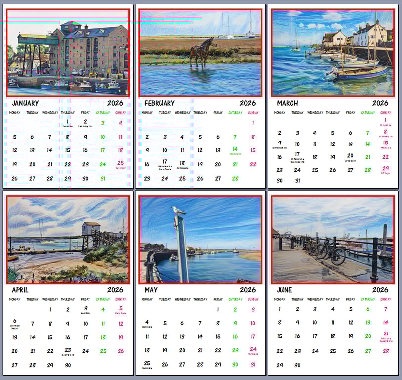 2026 A4 Calendar Wells-Next-Sea Norfolk Town 