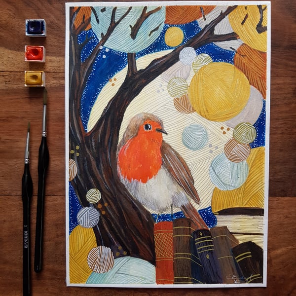 Sorting Yarn whilst Listening to a Robin's Song 