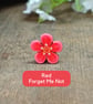 Red Forget Me Not Pin, Handmade Wooden Flower, Bereavement Brooch - Image 9