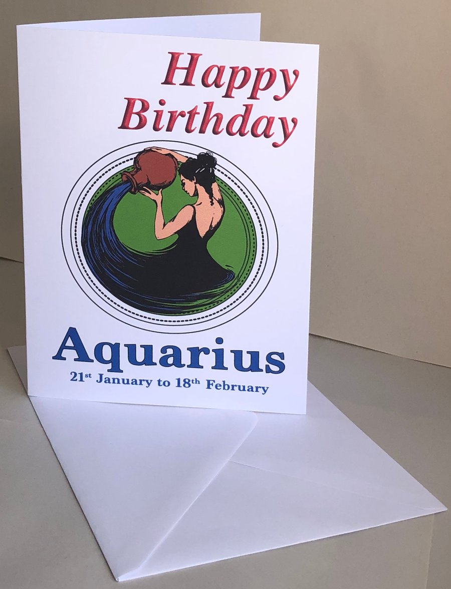 Aquarius - Signs of the Zodiac -  Birthday or Plain card