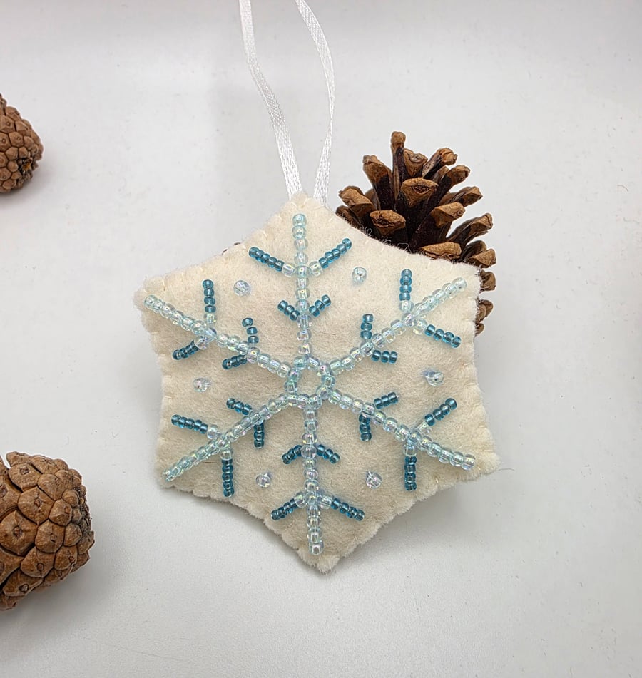Embroidered snowflake decoration