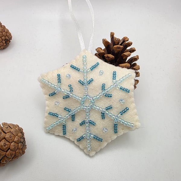 Embroidered snowflake decoration
