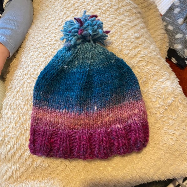 Knitted baby hat multi coloured 