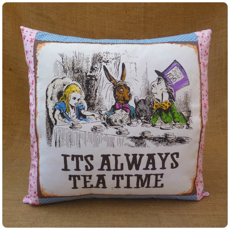 Mad Hatters Tea Party Alice in Wonderland Cushion (SKU00570)