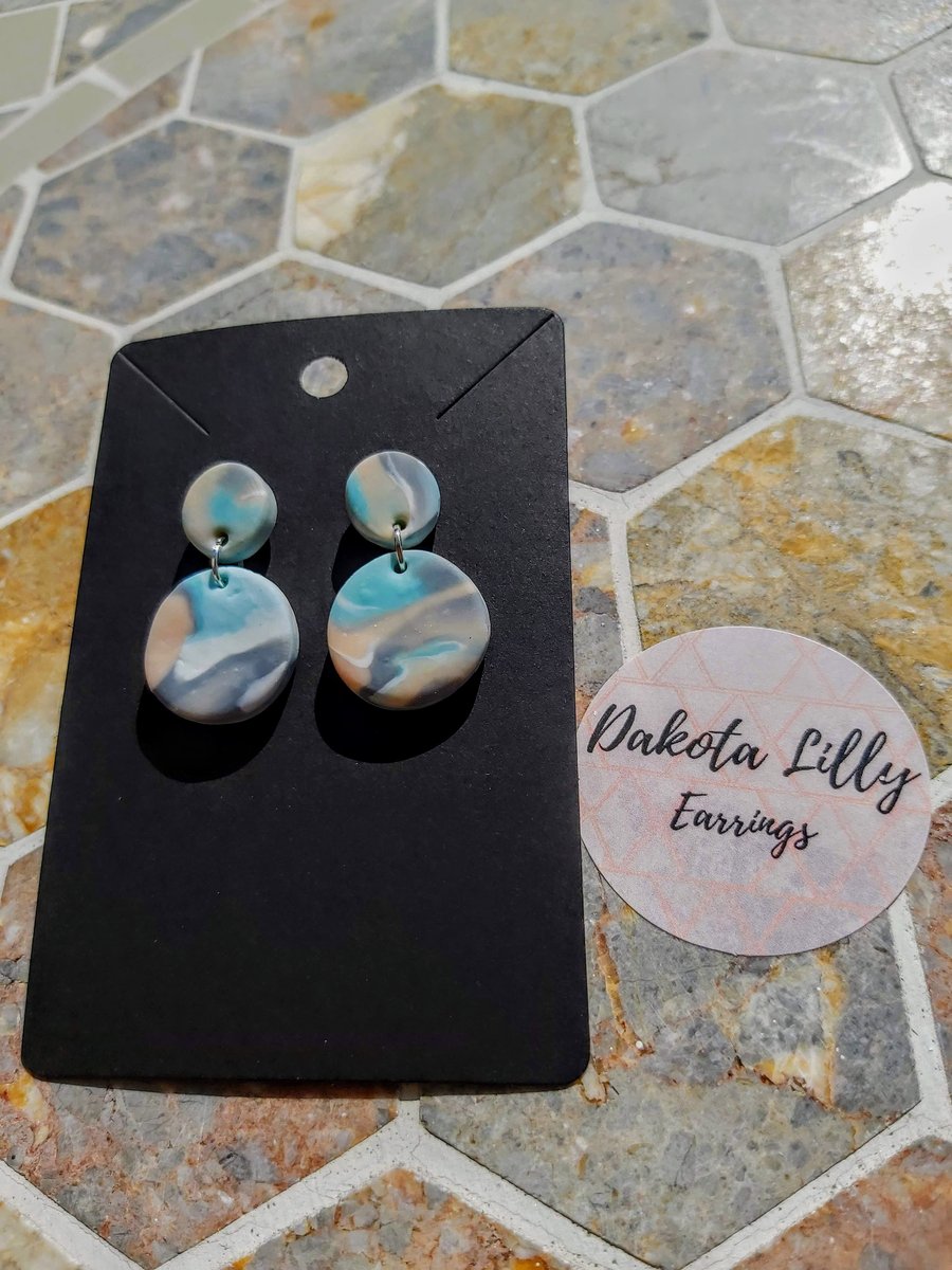 Pastel, double drop stud, polymer clay earrings