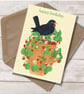 Happy Birthday card garden and blackbird  strawberry thief illustration  - Image 3