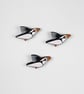 Puffin wall decoration, set of 3 flying miniature birds, wooden hand painted. - Image 2
