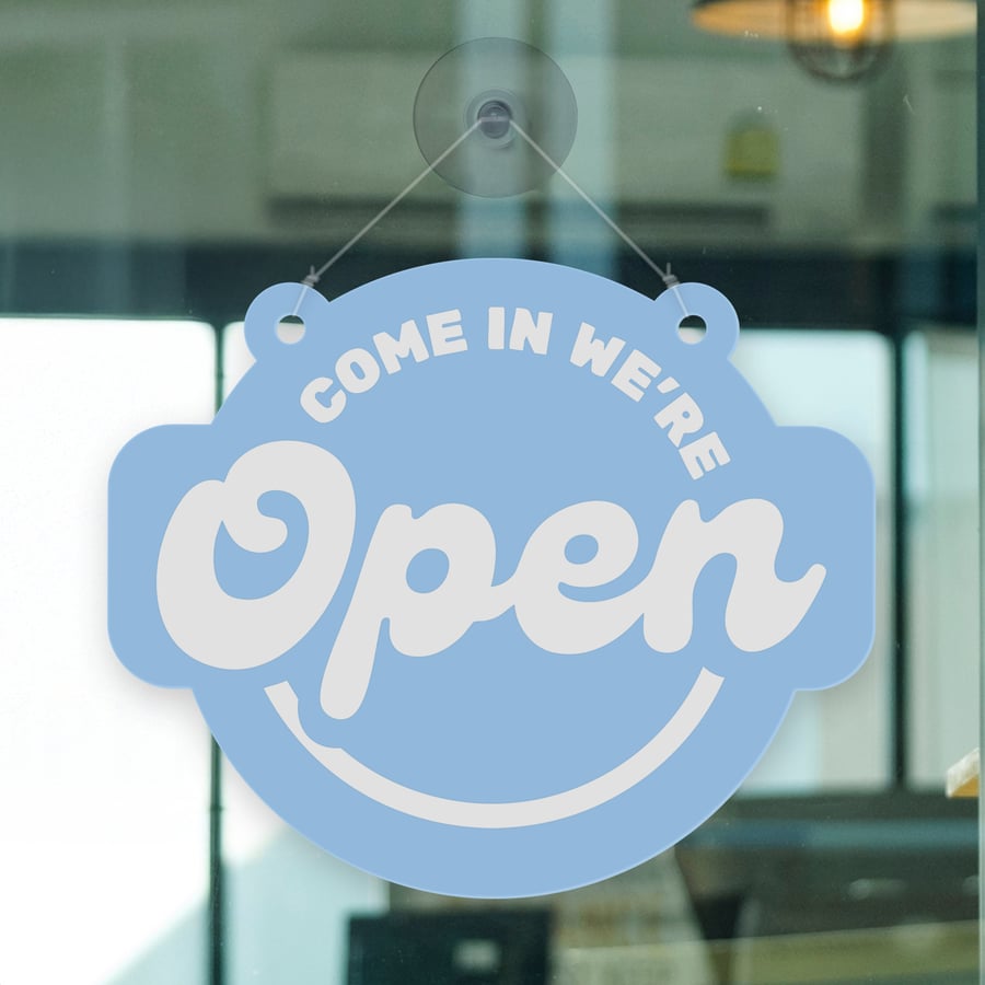 Open & Closed Hanging Shop Sign - Retro Circle: Business Essentials Door Sign 