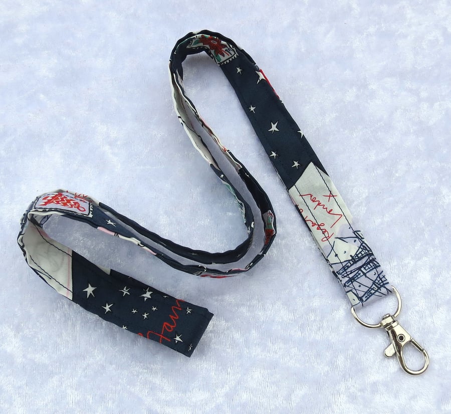 Liberty Lawn lanyard.  With swivel lobster clip. 19.5 inches, Christmas