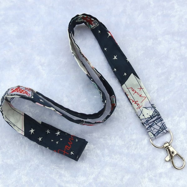 Liberty Lawn lanyard.  With swivel lobster clip. 19.5 inches, Christmas