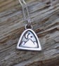 Sterling silver mini mountains frame scene pendant 