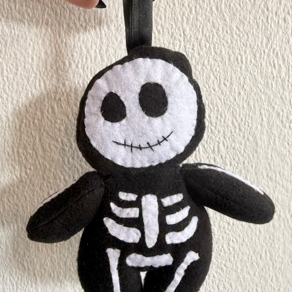 Skeleton Plush Bag Charm, Decoration.