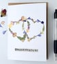 Handmade Wedding, Congratulations Greeting Card, Real Pressed Flower Hearts