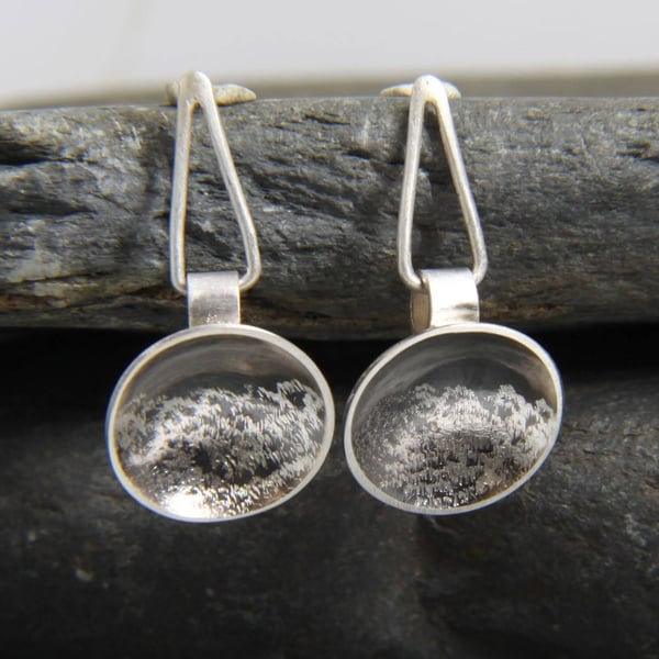 Stormy Seas Oxidised Sterling Silver Geometric Drop Earrings 