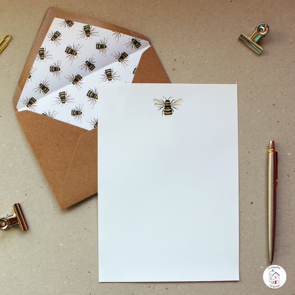 CUSTOM ORDER FOR KH - Damselfly and Bumble Bee Paper and Envelopes