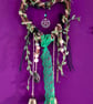 Handmade Witch Bells Door Hanger. Green Lace & Pentacle Protection Charm