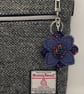 Harris Tweed Flower Bag Charm Keychain Handmade Scottish Wool 